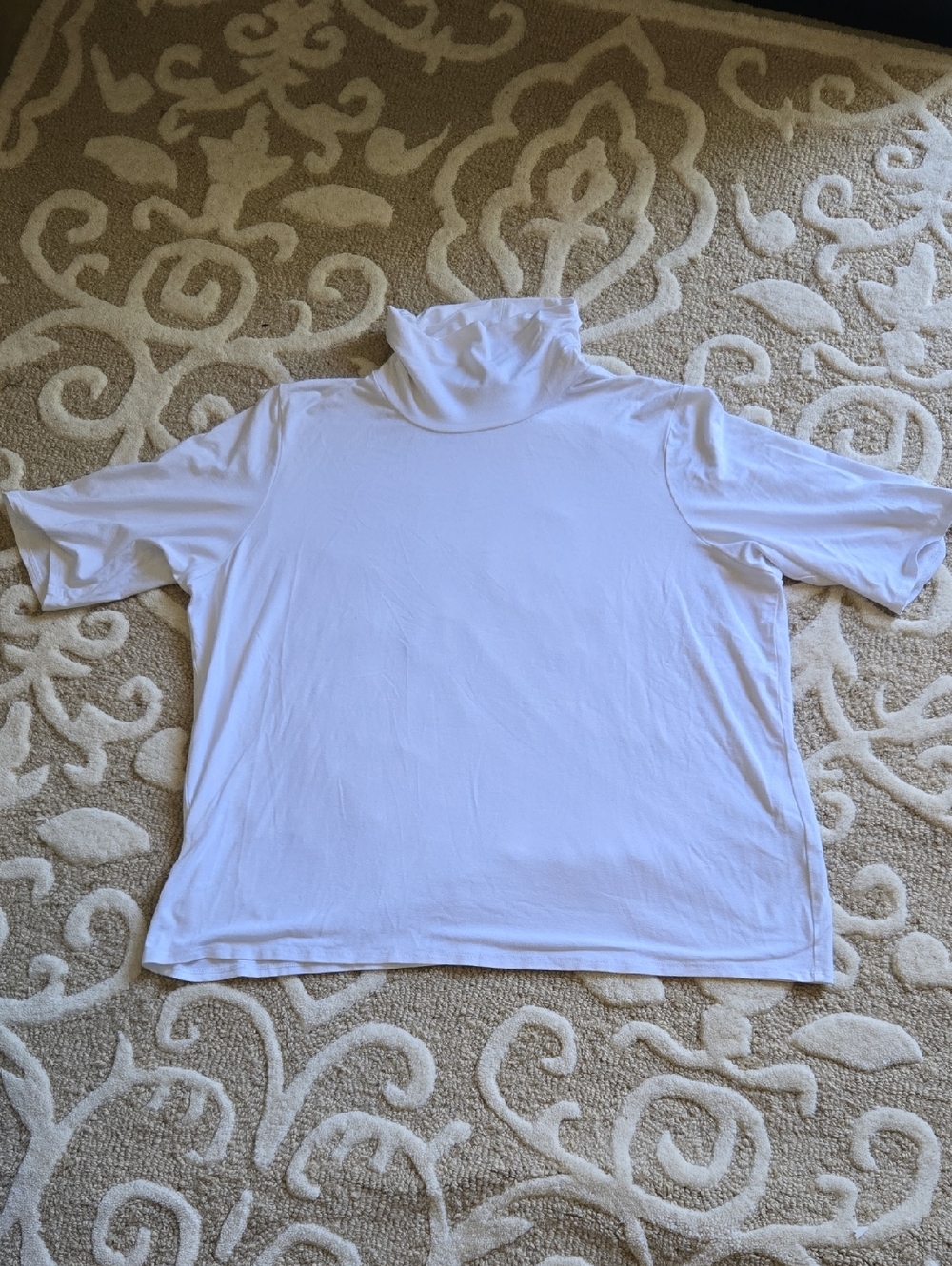 Eileen Fisher White Turtleneck Elbow Sleeve Top XL
